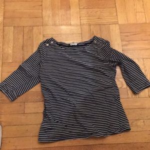 3/4 length sleeve navy and white shirt Size M